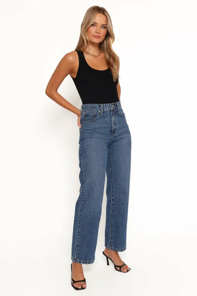 Denim Just Black Relaxed 90S Straight Jean Dark Denim Petal and Pup Women