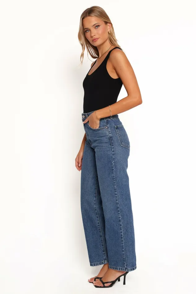 Denim Just Black Relaxed 90S Straight Jean Dark Denim Petal and Pup Women
