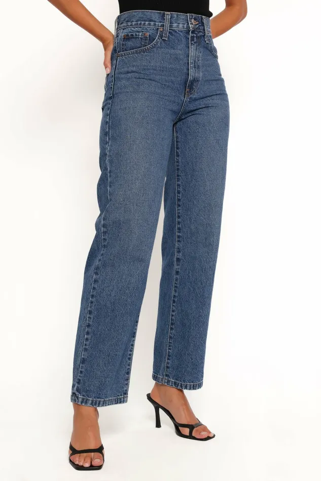 Denim Just Black Relaxed 90S Straight Jean Dark Denim Petal and Pup Women