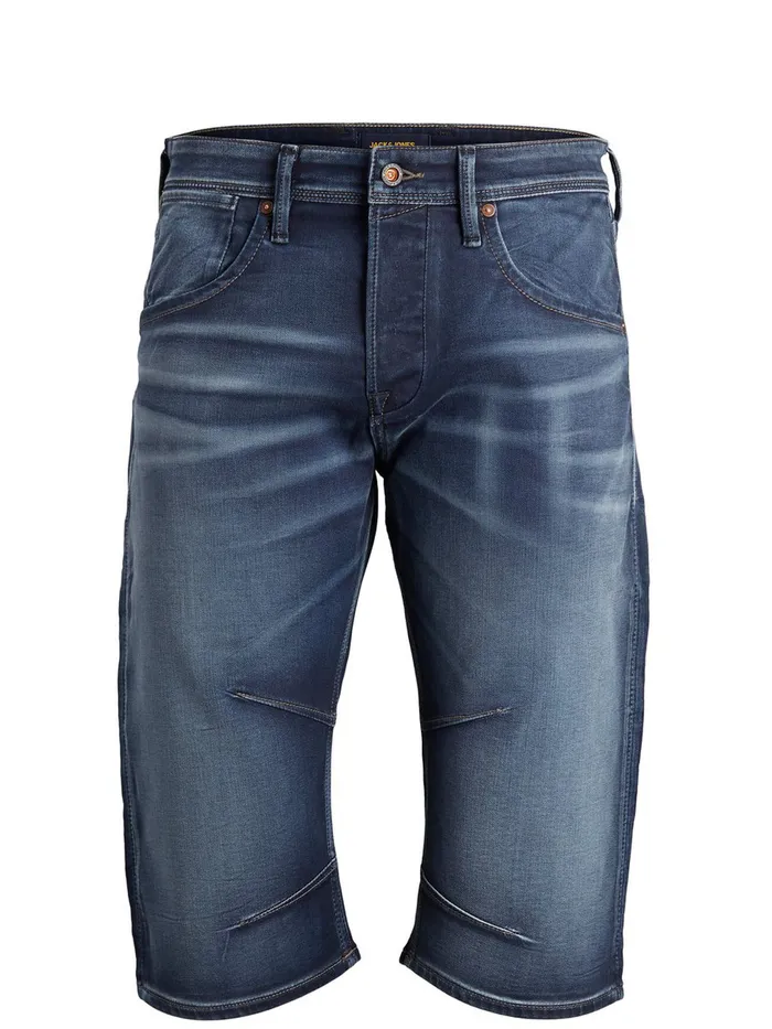 Denim Shorts JACK and JONES Mens DASH LONG 34 INDIGO KNIT DENIM SHORTS Blue Blue Denim On Sale