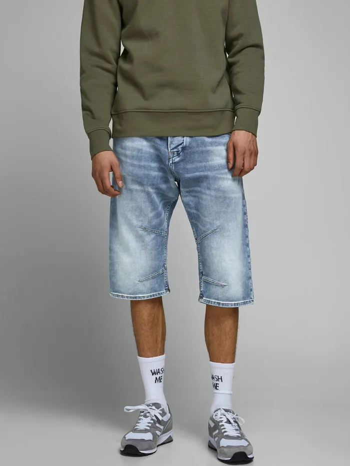Denim Shorts JACK and JONES Mens LONG INDIGO KNIT DENIM SHORTS Blue Blue Denim Casaul Denim Shorts JACK and JONES Mens LONG INDIGO KNIT DENIM SHORTS Blue Blue Denim Casaul