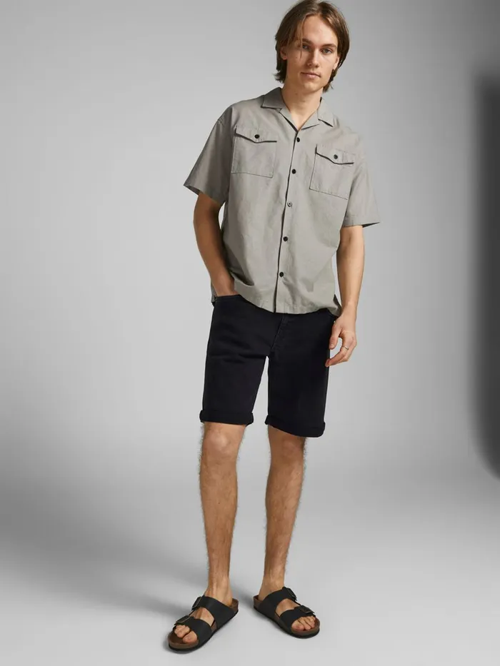 Denim Shorts JACK and JONES Mens RICK FELIX AM 066 DENIM SHORTS Black Black Denim Casaul