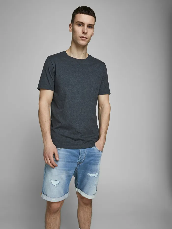 Denim Shorts JACK and JONES Mens RICK ICON GE 009 INDIGO KNIT DENIM SHORTS Blue Blue Denim Near Me