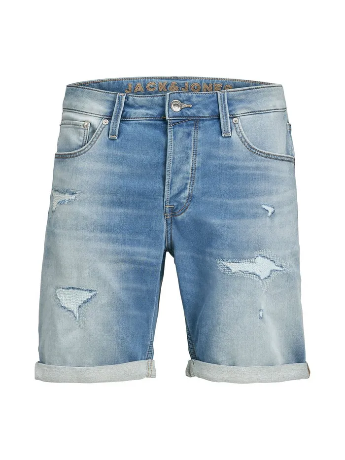 Denim Shorts JACK and JONES Mens RICK ICON GE 009 INDIGO KNIT DENIM SHORTS Blue Blue Denim Near Me
