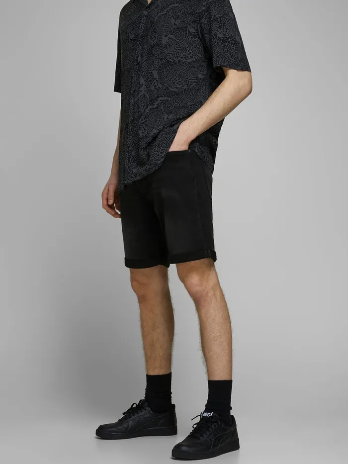 Denim Shorts JACK and JONES Mens RICK ICON GE 010 INDIGO KNIT DENIM SHORTS Black Black Denim Casaul Denim Shorts JACK and JONES Mens RICK ICON GE 010 INDIGO KNIT DENIM SHORTS Black Black Denim Casaul