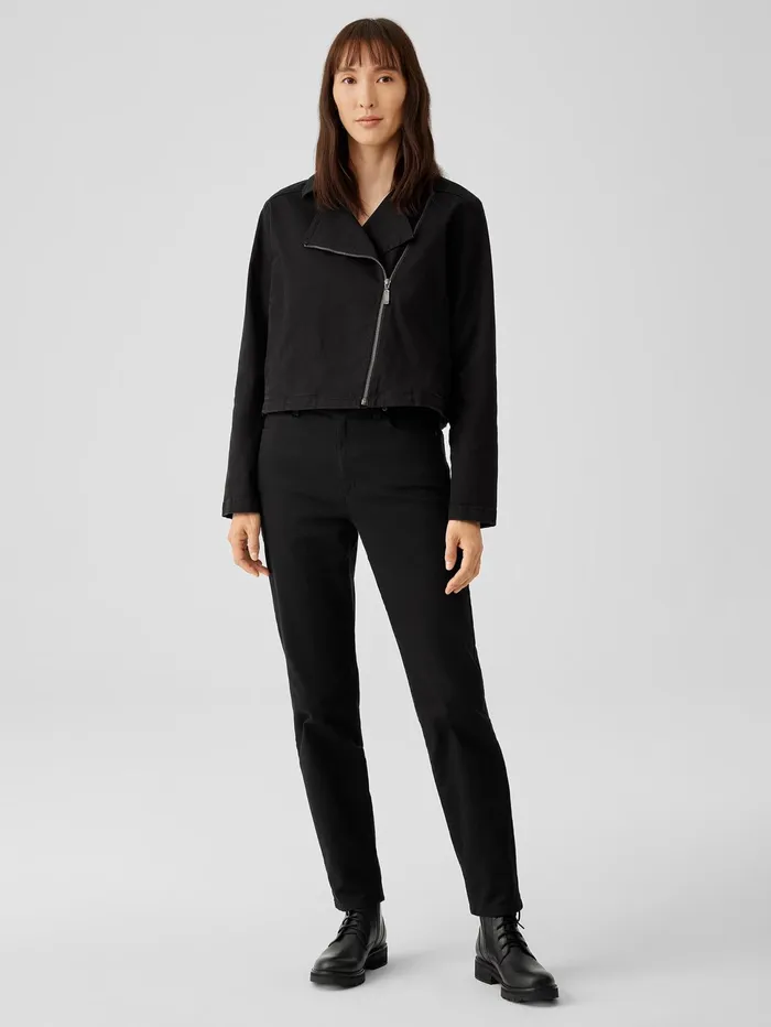 Denim Women Eileen Fisher Organic Cotton Denim Notch Collar Jacket Black