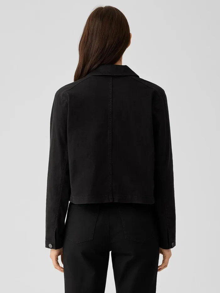 Denim Women Eileen Fisher Organic Cotton Denim Notch Collar Jacket Black