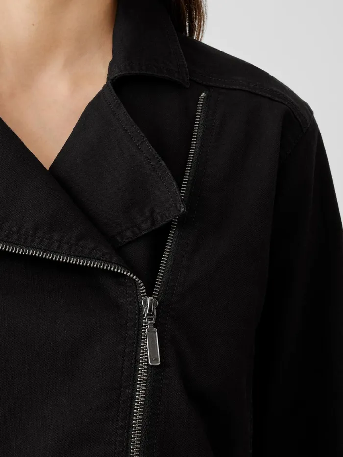Denim Women Eileen Fisher Organic Cotton Denim Notch Collar Jacket Black