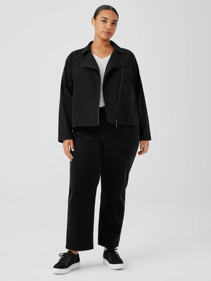 Denim Women Eileen Fisher Organic Cotton Denim Notch Collar Jacket Black