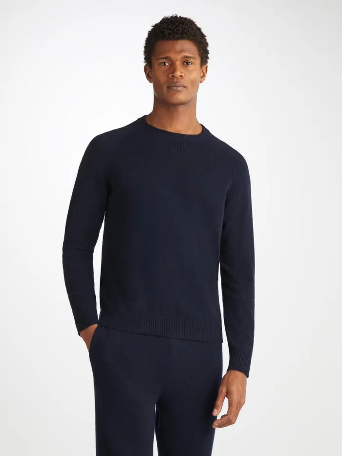 Derek Rose Cashmere Sweaters Men Sweater Finley Cashmere Navy