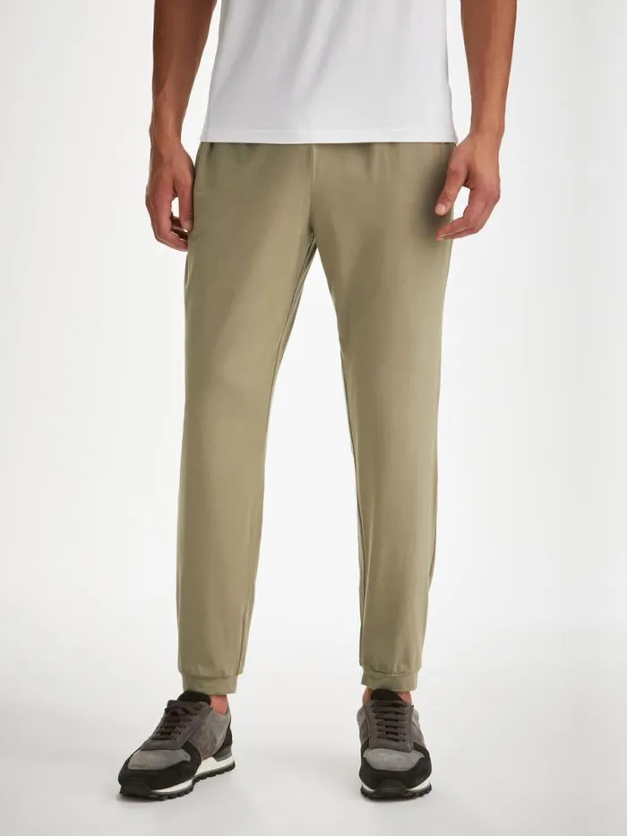 Derek Rose Casual Pants Men Track Pants Basel Micro Modal Stretch Khaki