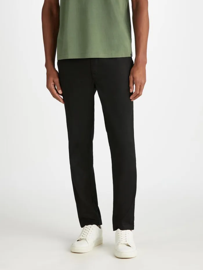 Derek Rose Casual Pants Men Trousers Harris Lyocell Cotton Black