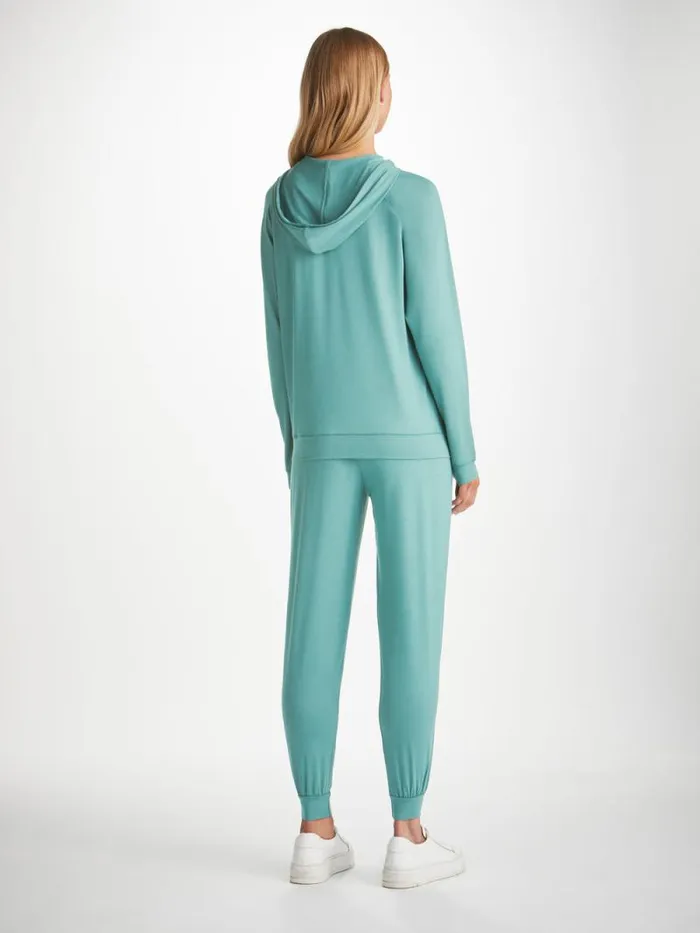Derek Rose Casual Pants Women Track Pants Basel Micro Modal Stretch Teal