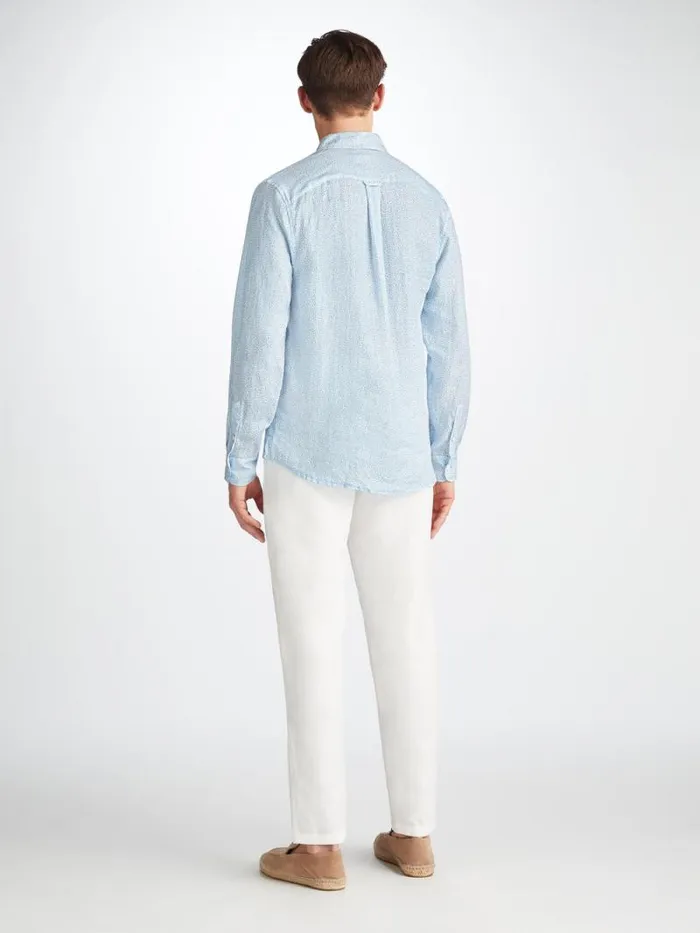 Derek Rose Casual Shirts Men Shirt Milan 24 Linen Blue