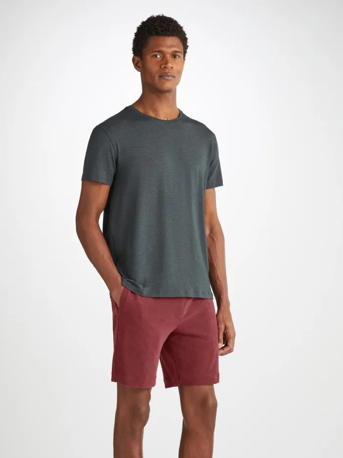 Derek Rose Casual Shorts Men Towelling Shorts Isaac Terry Cotton Burgundy