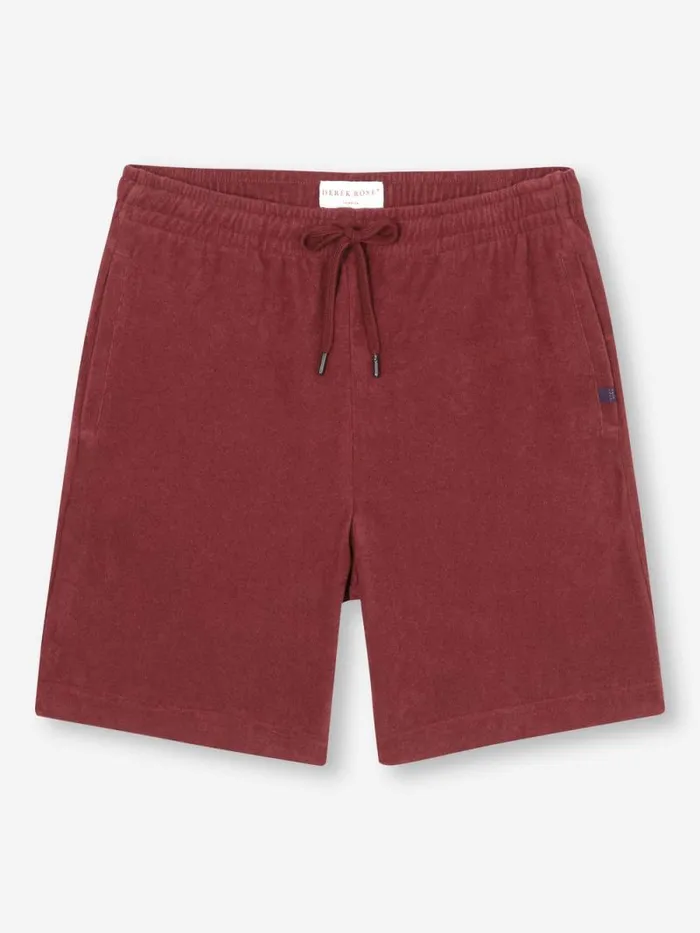 Derek Rose Casual Shorts Men Towelling Shorts Isaac Terry Cotton Burgundy