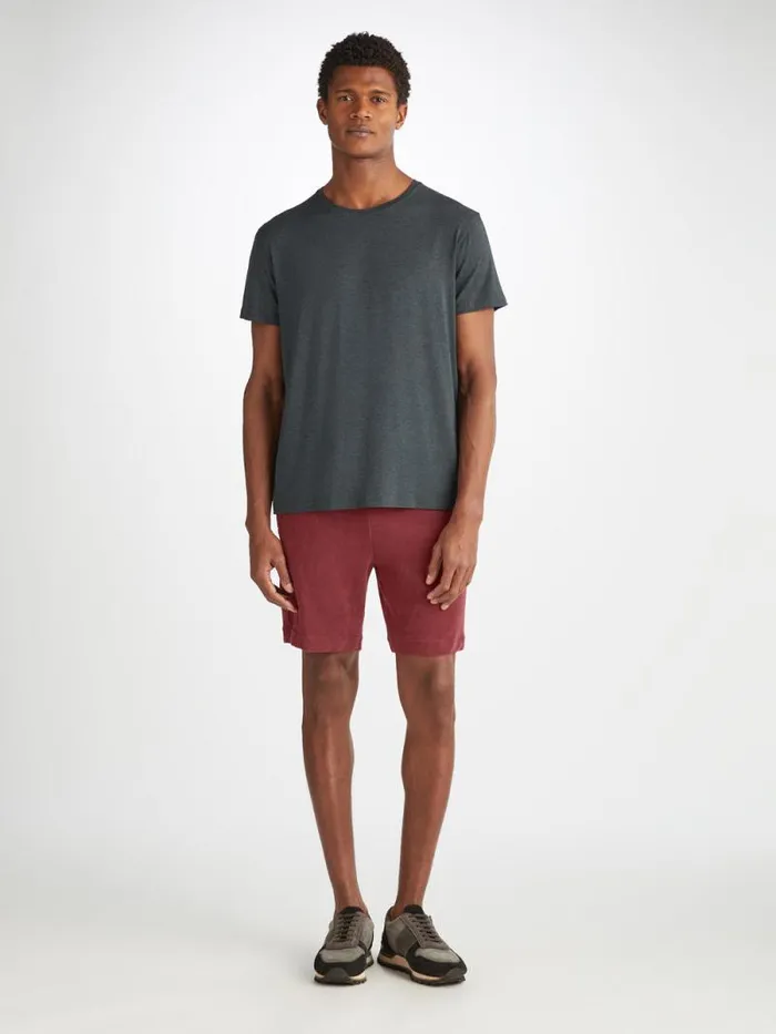 Derek Rose Casual Shorts Men Towelling Shorts Isaac Terry Cotton Burgundy