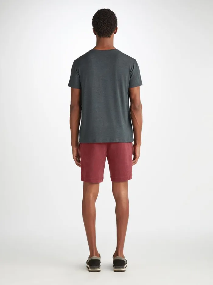Derek Rose Casual Shorts Men Towelling Shorts Isaac Terry Cotton Burgundy