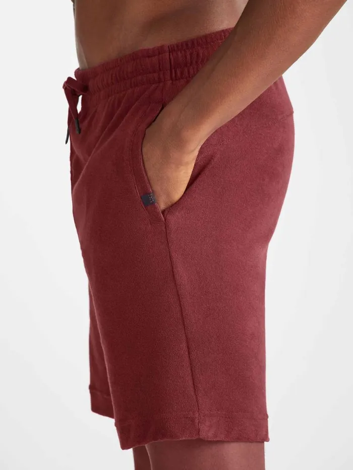 Derek Rose Casual Shorts Men Towelling Shorts Isaac Terry Cotton Burgundy
