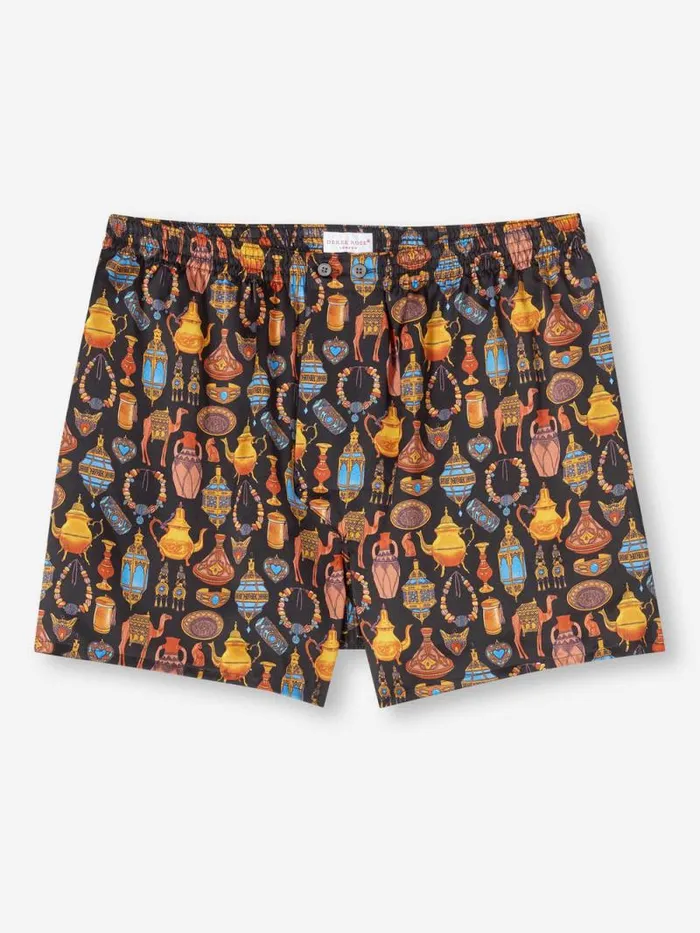 Derek Rose Classic Fit Boxer Shorts Men Classic Fit Boxers Brindisi 100 Silk Satin Black