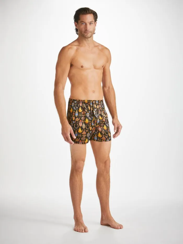 Derek Rose Classic Fit Boxer Shorts Men Classic Fit Boxers Brindisi 100 Silk Satin Black
