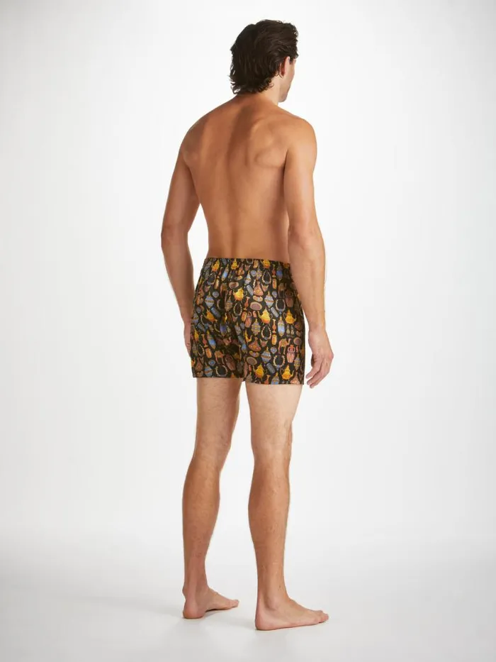 Derek Rose Classic Fit Boxer Shorts Men Classic Fit Boxers Brindisi 100 Silk Satin Black
