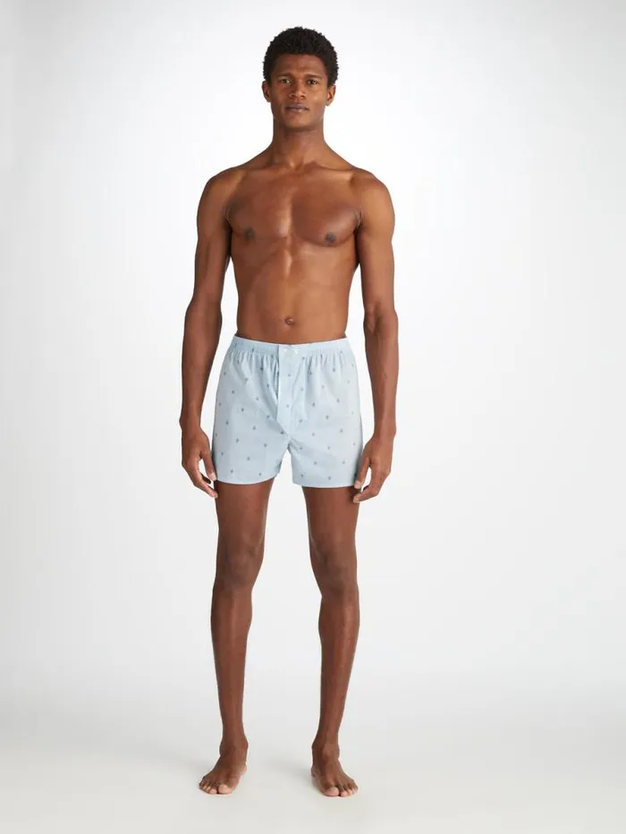 Derek Rose Classic Fit Boxer Shorts Men Classic Fit Boxers Nelson 100 Cotton Batiste Blue