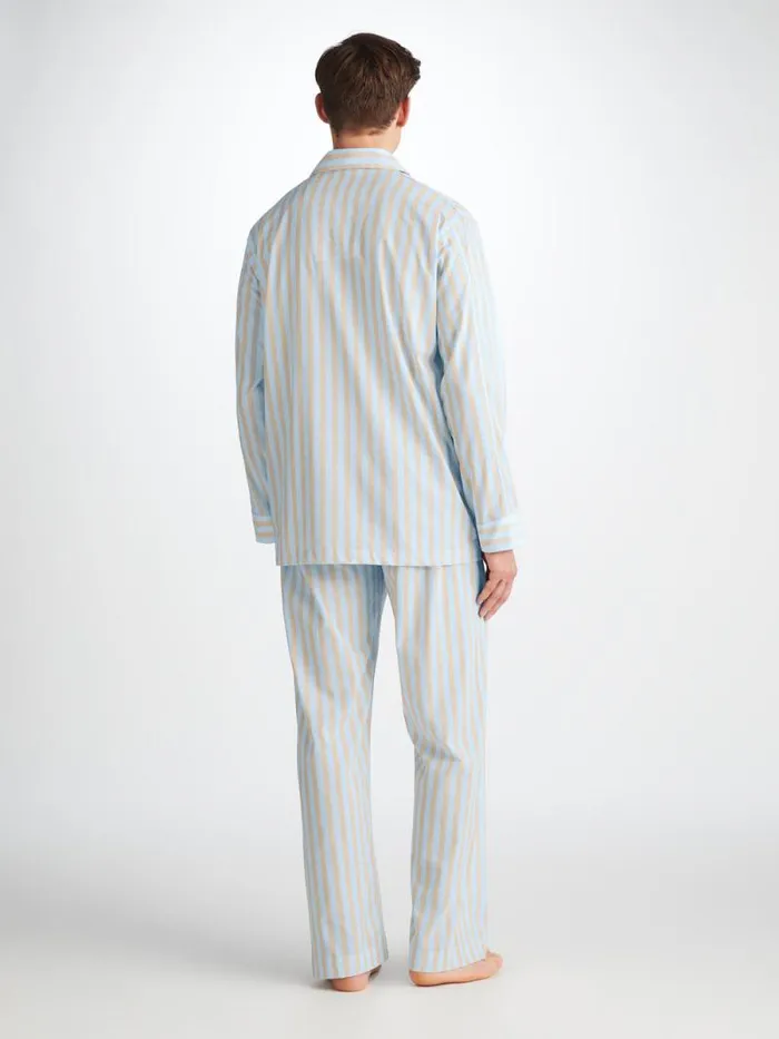 Derek Rose Classic Fit Pajamas Men Classic Fit Pajamas Amalfi 20 Cotton Batiste Blue
