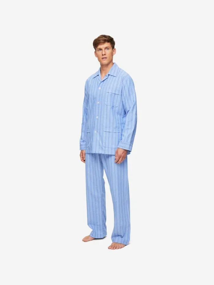 Derek Rose Classic Fit Pajamas Men Classic Fit Pajamas Arran 20 Brushed Cotton Blue Derek Rose Classic Fit Pajamas Men Classic Fit Pajamas Arran 20 Brushed Cotton Blue
