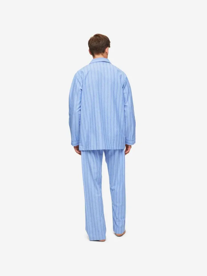 Derek Rose Classic Fit Pajamas Men Classic Fit Pajamas Arran 20 Brushed Cotton Blue
