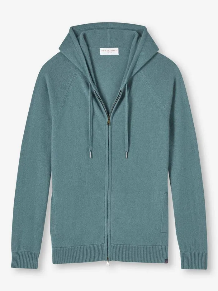 Derek Rose Hooded Tops Men Hoodie Finley Cashmere Teal