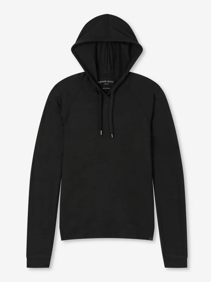 Derek Rose Hooded Tops Women Pullover Hoodie Basel Micro Modal Stretch Black