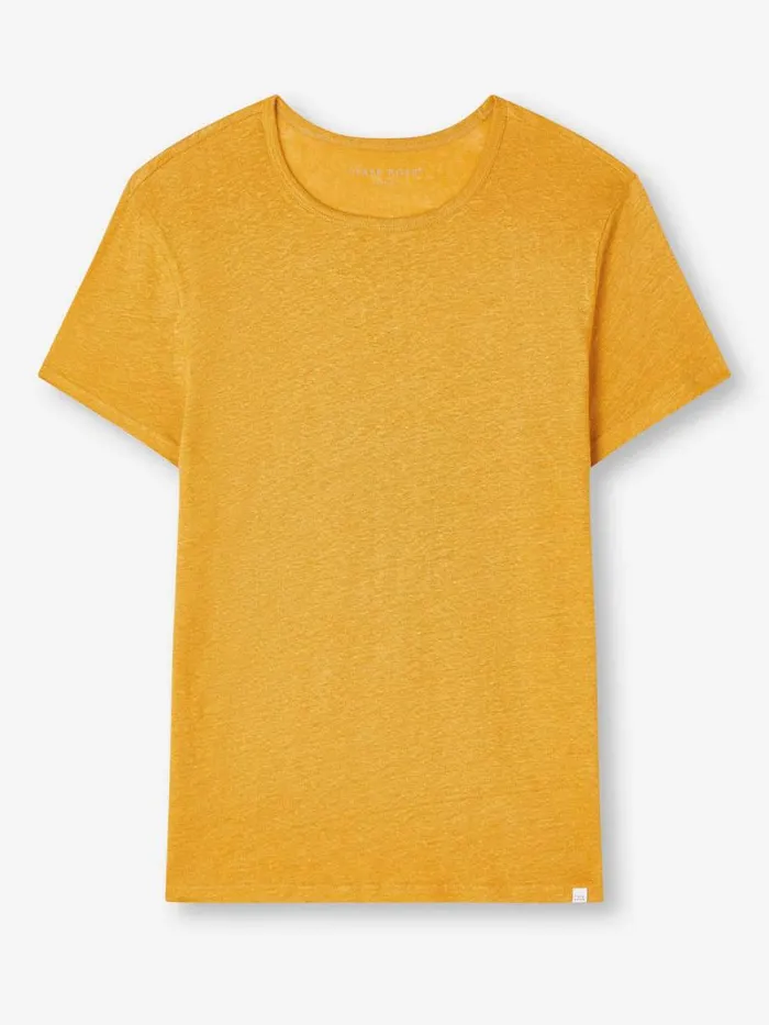 Derek Rose Linen TShirts Men TShirt Jordan Linen Mustard