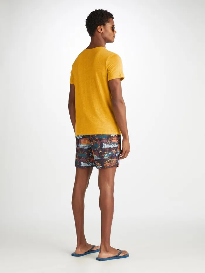 Derek Rose Linen TShirts Men TShirt Jordan Linen Mustard
