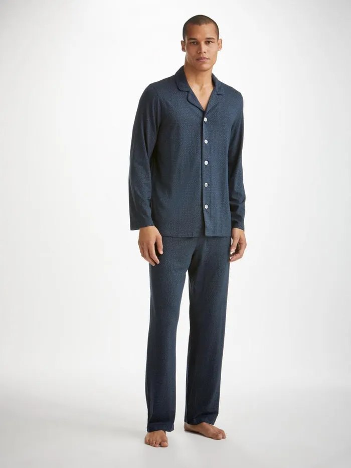 Derek Rose Long Pajamas Men Pajamas London 12 Micro Modal Navy