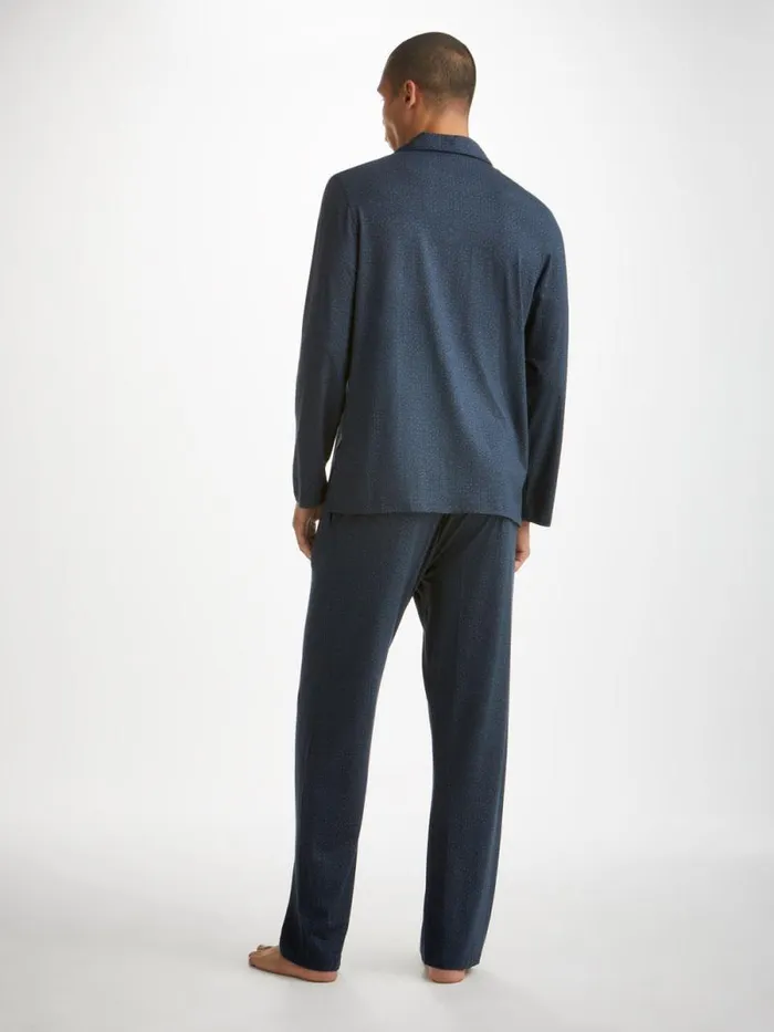 Derek Rose Long Pajamas Men Pajamas London 12 Micro Modal Navy
