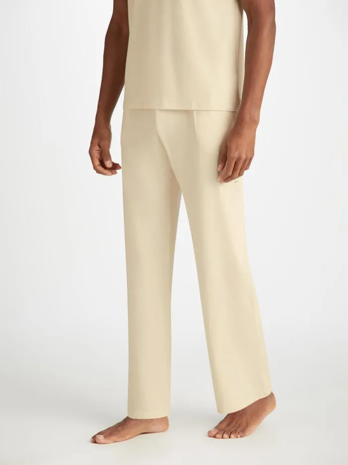 Derek Rose Lounge Pants Men Lounge Pants Basel Micro Modal Stretch Ecru