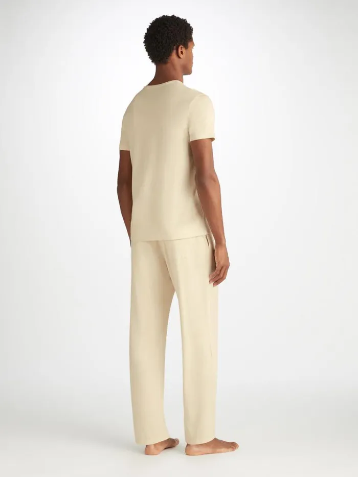 Derek Rose Lounge Pants Men Lounge Pants Basel Micro Modal Stretch Ecru