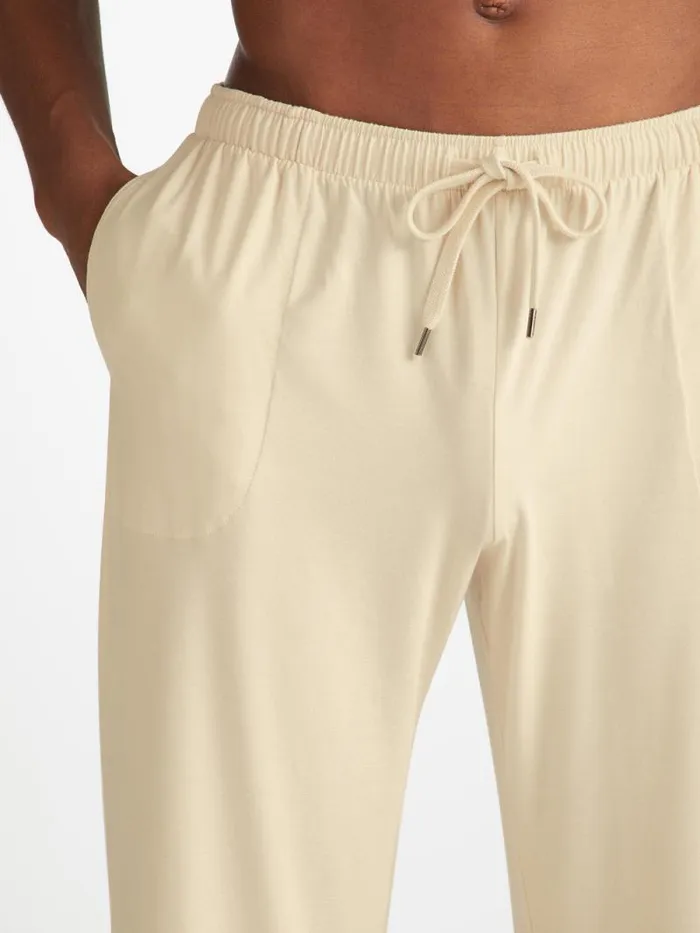 Derek Rose Lounge Pants Men Lounge Pants Basel Micro Modal Stretch Ecru