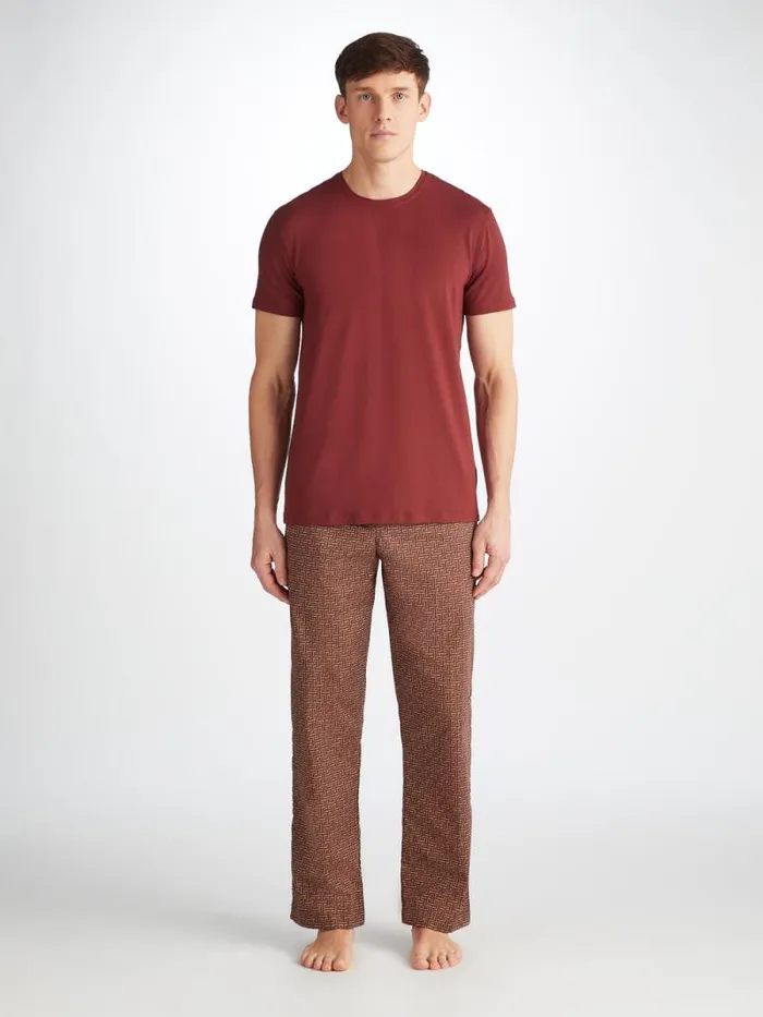 Derek Rose Lounge Pants Men Lounge Pants Ledbury 72 Cotton Batiste Burgundy