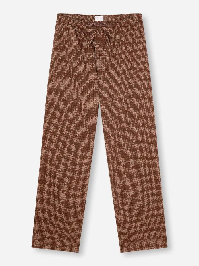 Derek Rose Lounge Pants Men Lounge Pants Ledbury 72 Cotton Batiste Burgundy