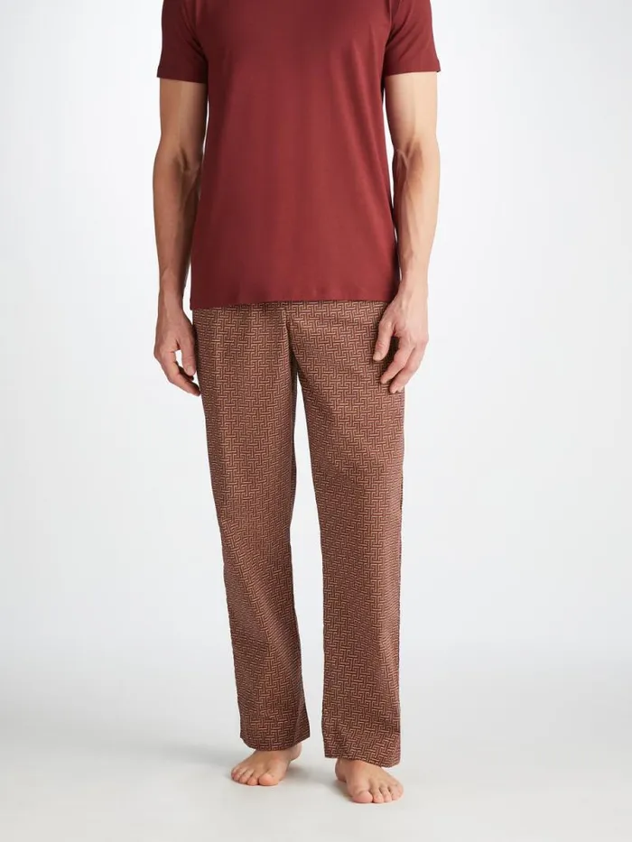 Derek Rose Lounge Pants Men Lounge Pants Ledbury 72 Cotton Batiste Burgundy