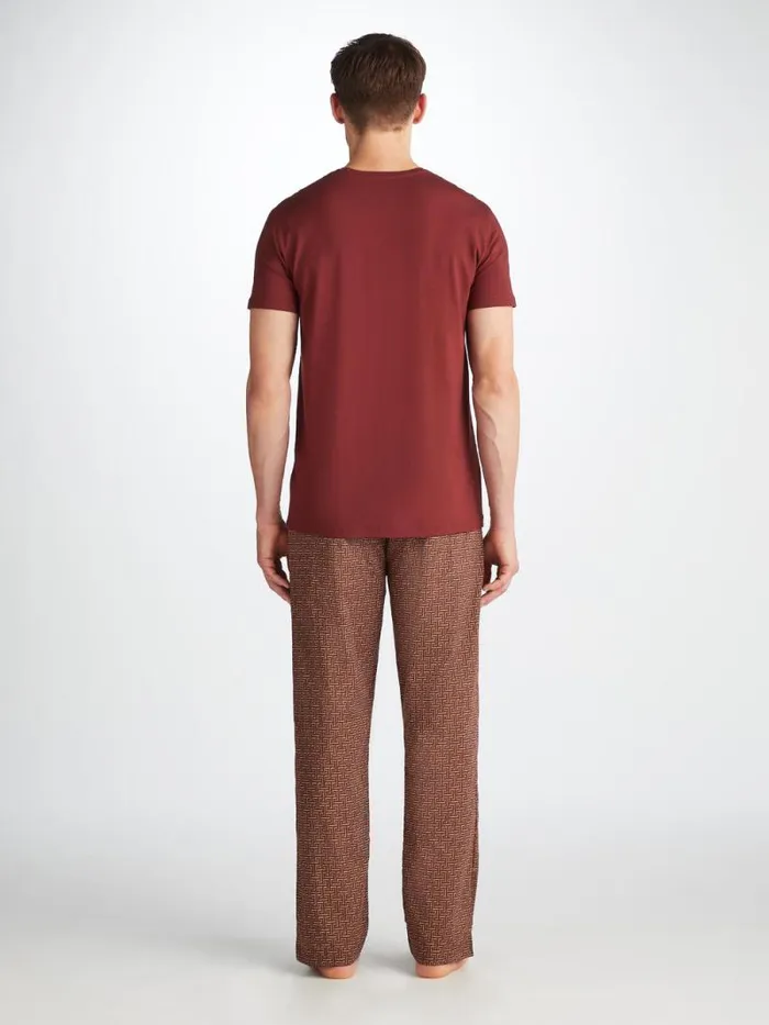 Derek Rose Lounge Pants Men Lounge Pants Ledbury 72 Cotton Batiste Burgundy