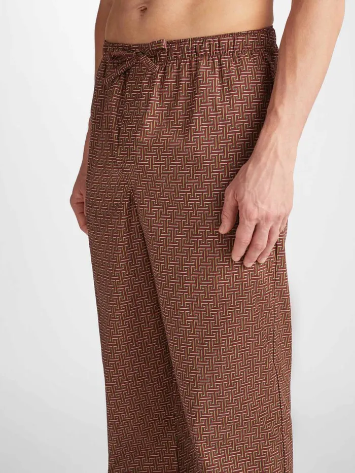 Derek Rose Lounge Pants Men Lounge Pants Ledbury 72 Cotton Batiste Burgundy