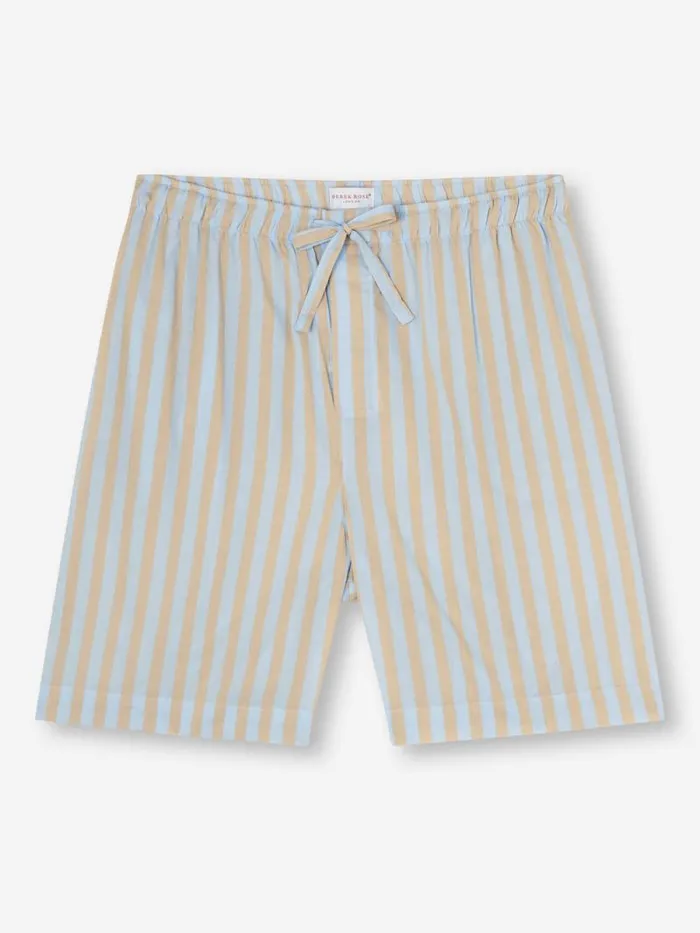 Derek Rose Lounge Shorts Men Lounge Shorts Amalfi 20 Cotton Batiste Blue