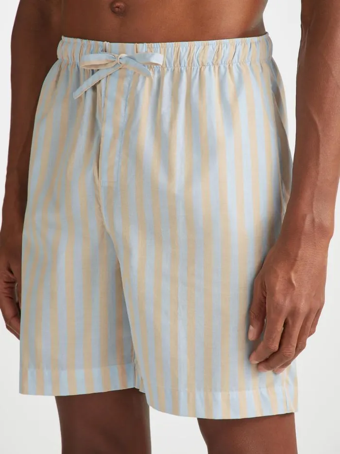 Derek Rose Lounge Shorts Men Lounge Shorts Amalfi 20 Cotton Batiste Blue