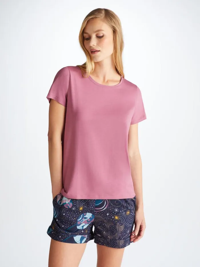 Derek Rose Lounge Shorts Women Lounge Shorts Ledbury 76 Cotton Batiste Navy