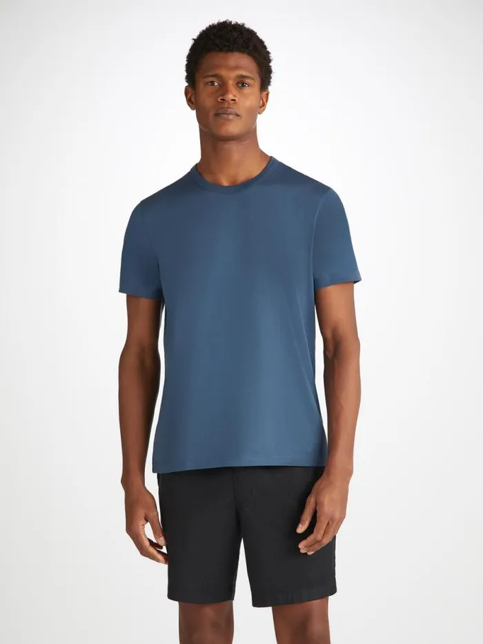 Derek Rose Short Sleeve TShirts Men TShirt Barny Pima Cotton Denim