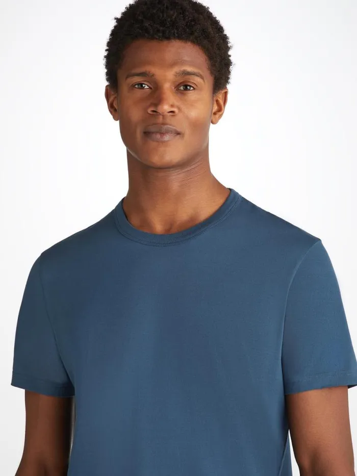 Derek Rose Short Sleeve TShirts Men TShirt Barny Pima Cotton Denim