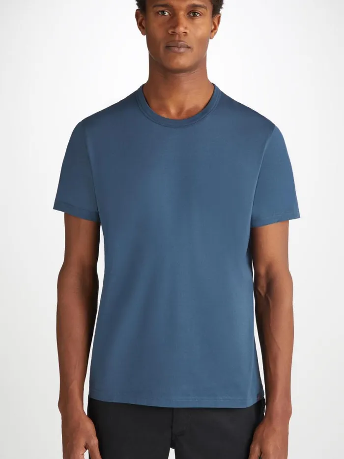 Derek Rose Short Sleeve TShirts Men TShirt Barny Pima Cotton Denim